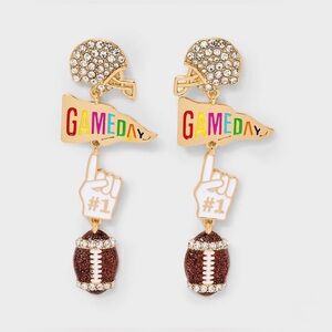 SUGARFIX BaubleBar Touchdown Football Earrings Season Statement Goldtone New NWT